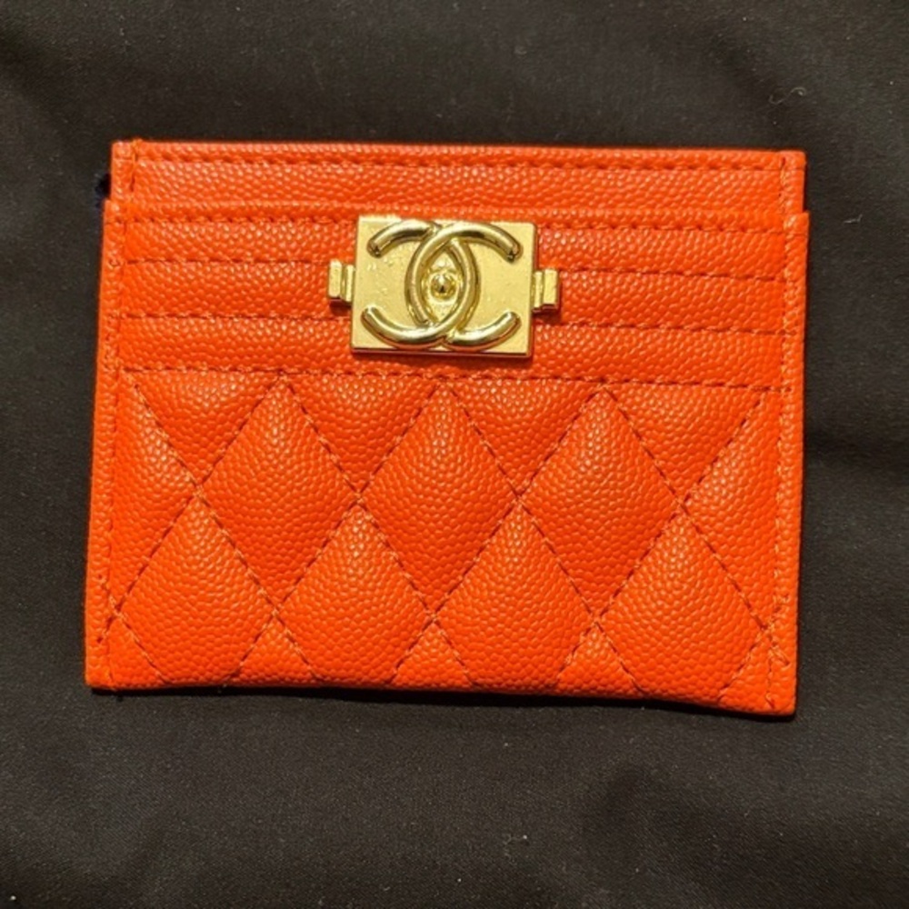 Fashion Vibrant Orange Quilted Card Holder